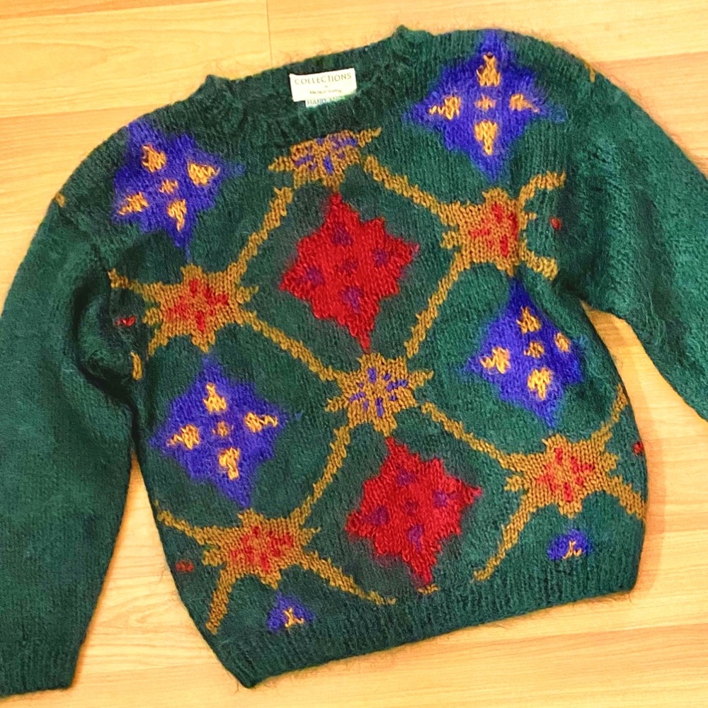 Hand-knit super warm vintage mohair sweater